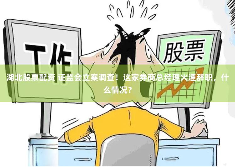 湖北股票配资 证监会立案调查！这家券商总经理火速辞职，什么情况？