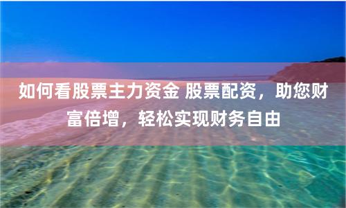 如何看股票主力资金 股票配资，助您财富倍增，轻松实现财务自由